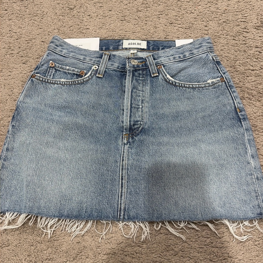 Agolde V-waist mini denim skirt